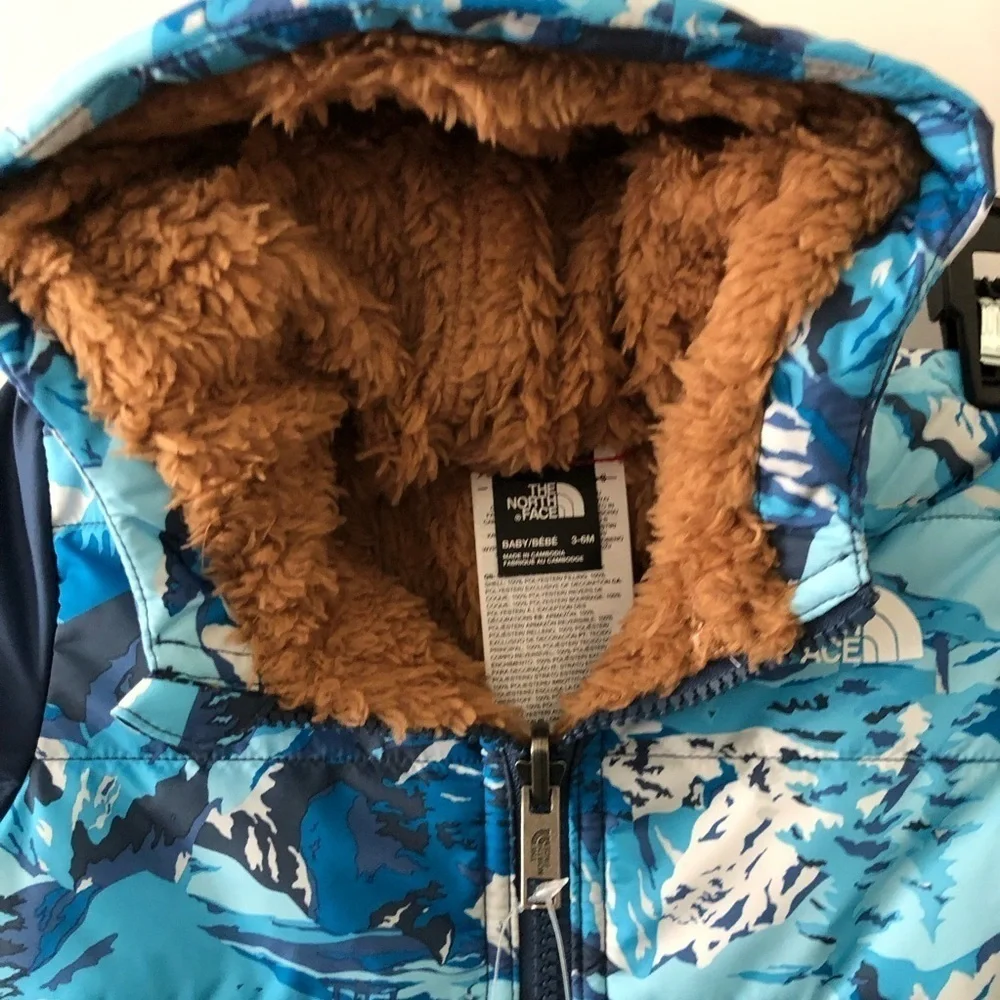 New The North Fave Blue Reversible Baby Jacket 3-6 M